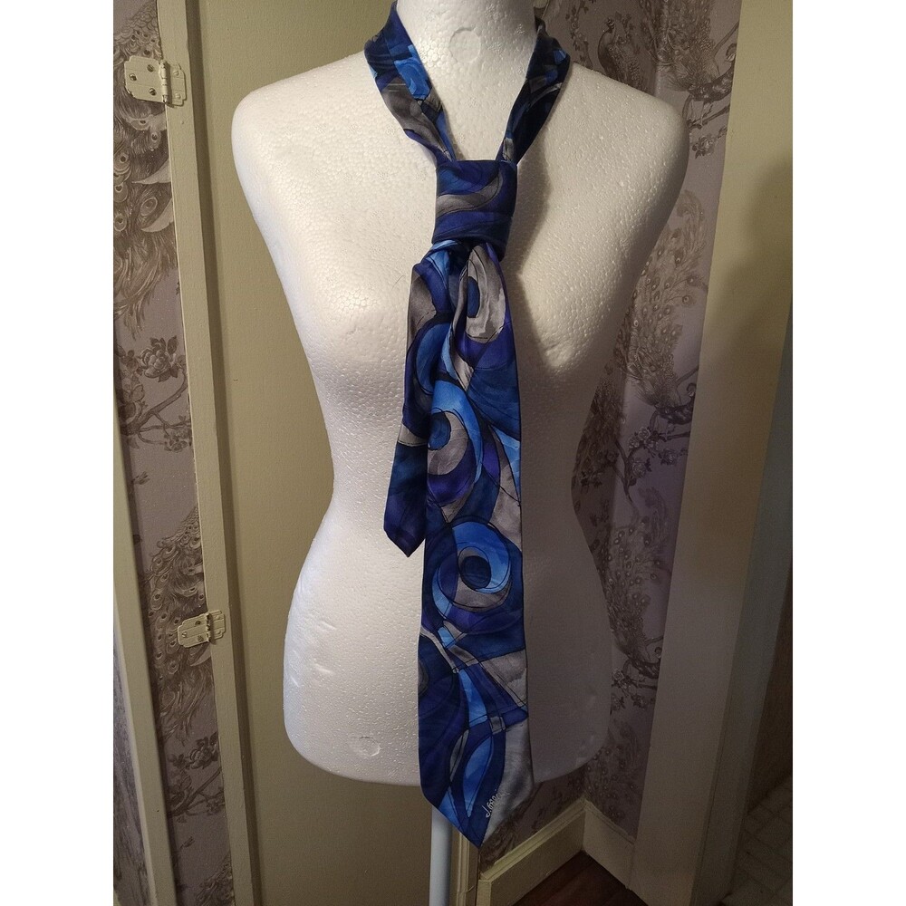 J Garcia Snail Garden Collectors Edition Tie Blue 100% Silk